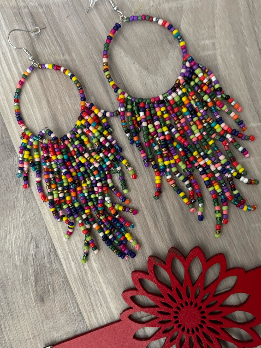 Colorful Earrings and FREE Red Floral Braceket